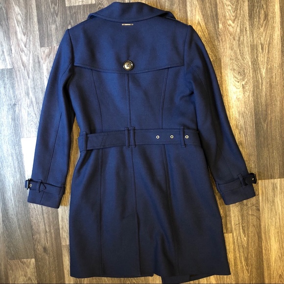 SOLDBurberry Wool Navy Double Breasted Belted Coat - Picture 7 of 8